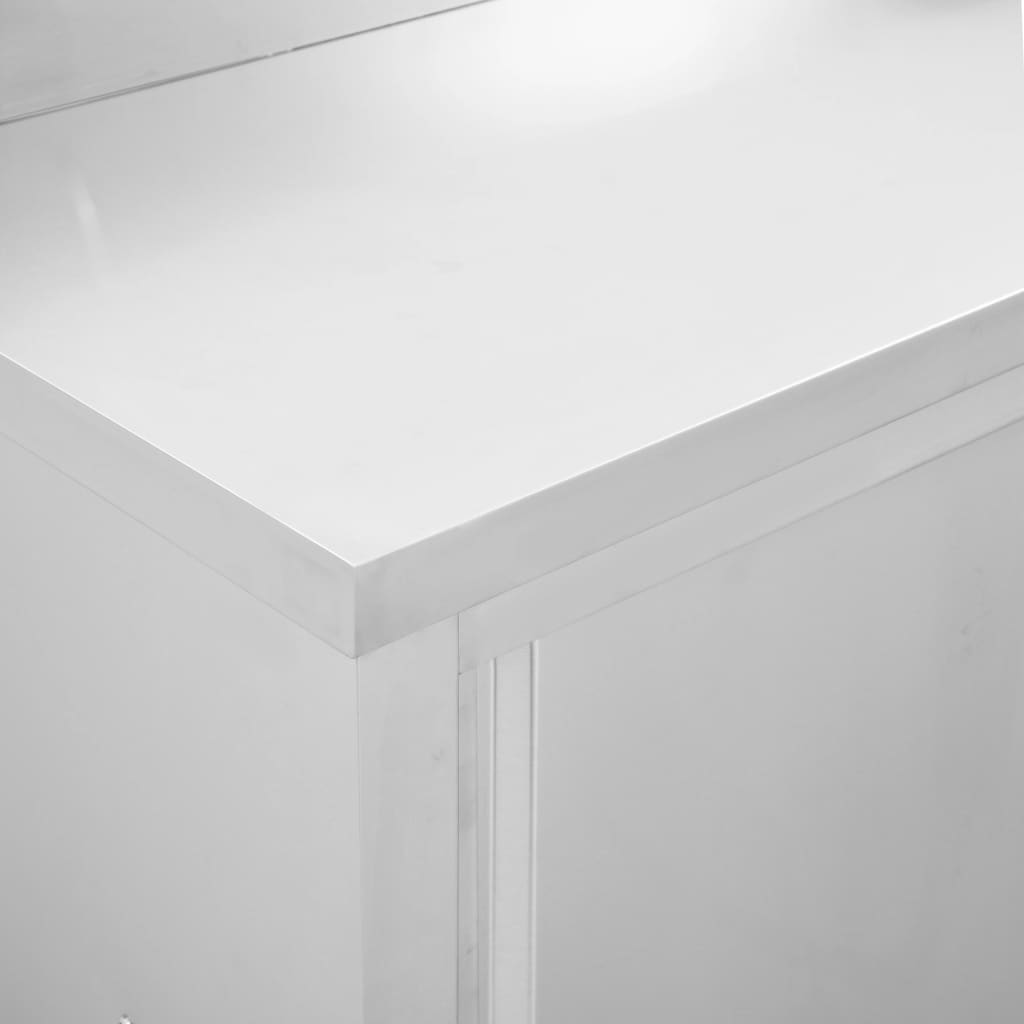 vidaXL Work Tables with Sliding Doors 2pcs 94.5"x19.7"x(37.4"-38.2") Stainless Steel