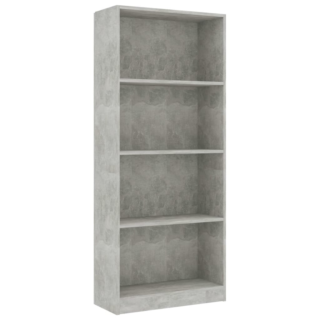 vidaXL 4-Tier Book Cabinet Concrete Gray 23.6"x9.4"x55.9" Engineered Wood