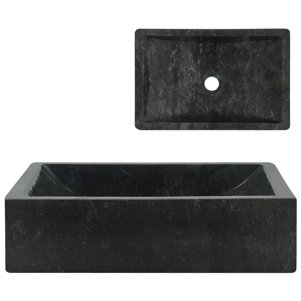 vidaXL Sink 17.7"x11.8"x4.7" Marble High Gloss Black