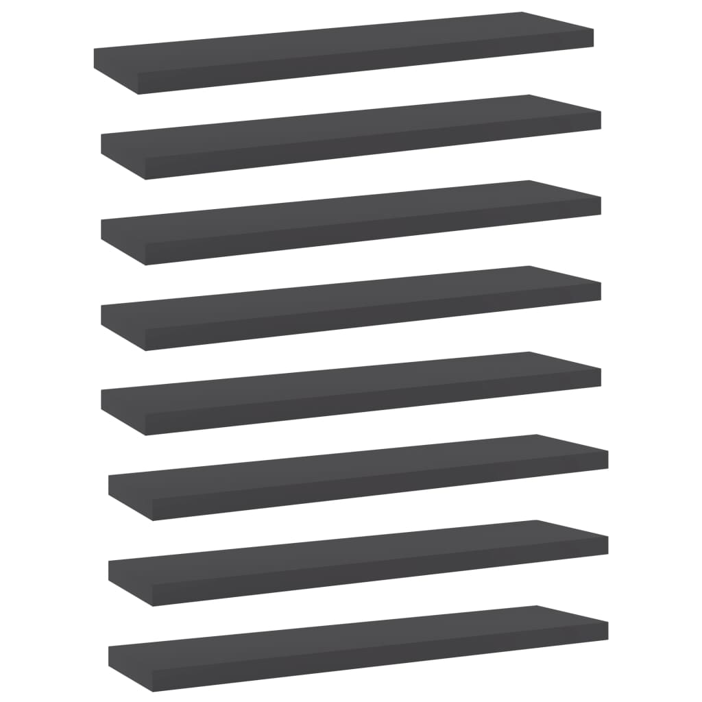 vidaXL Bookshelf Boards 8 pcs Gray 15.7"x3.9"x0.6" Engineered Wood