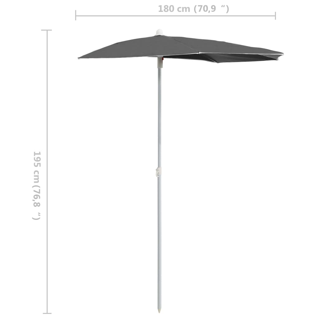 vidaXL Garden Half Parasol with 70.9"x35.4" Anthracite | vidaXL.com