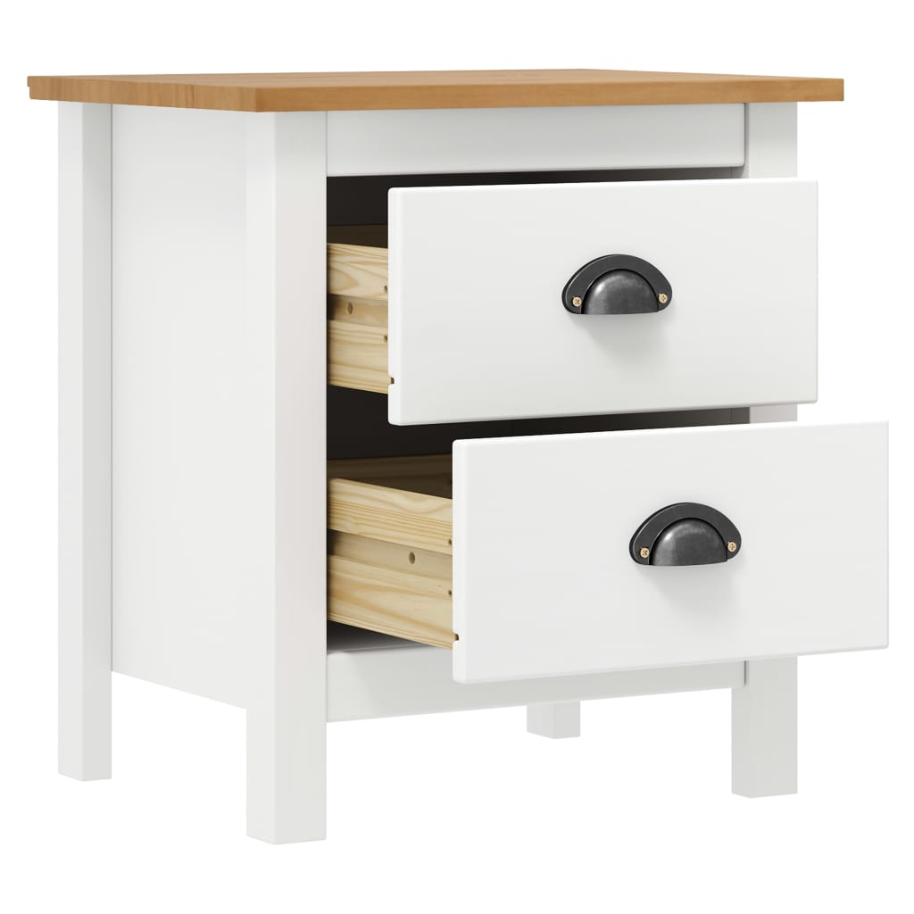 vidaXL Bedside Cabinet Hill White 18.1"x13.8"x19.5" Solid Pine Wood
