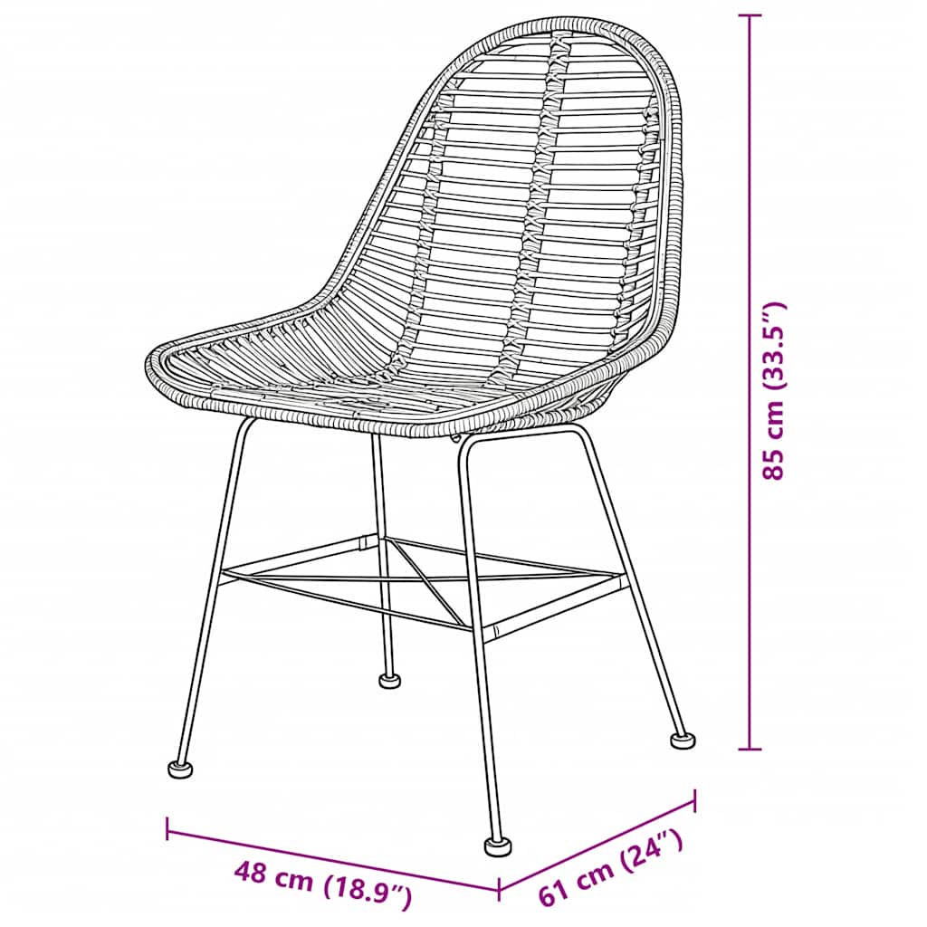 vidaXL Dining Chairs 4 pcs Natural Rattan | vidaXL.com