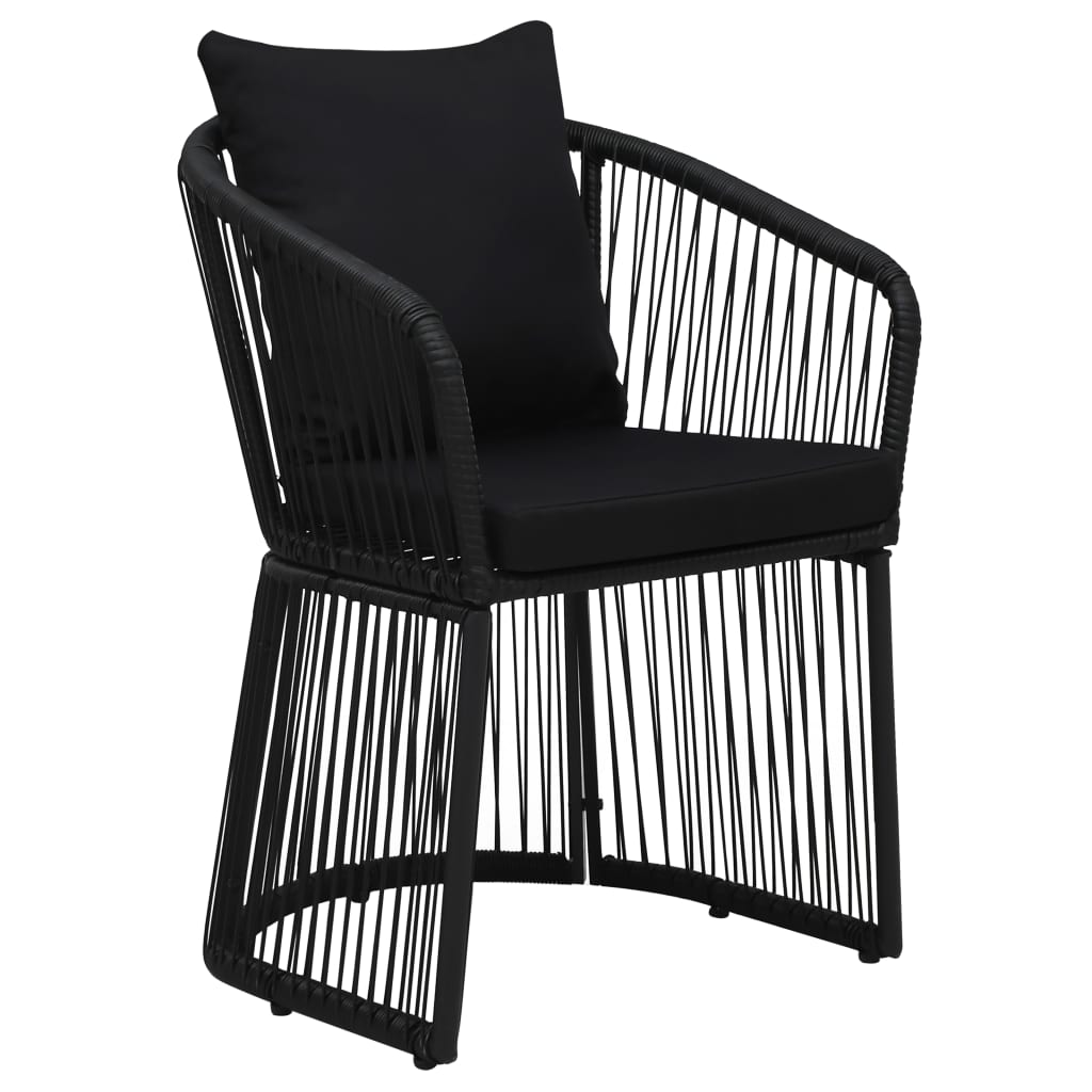 vidaXL Patio Chairs 2 pcs with Cushions and Pillows PVC Rattan Black
