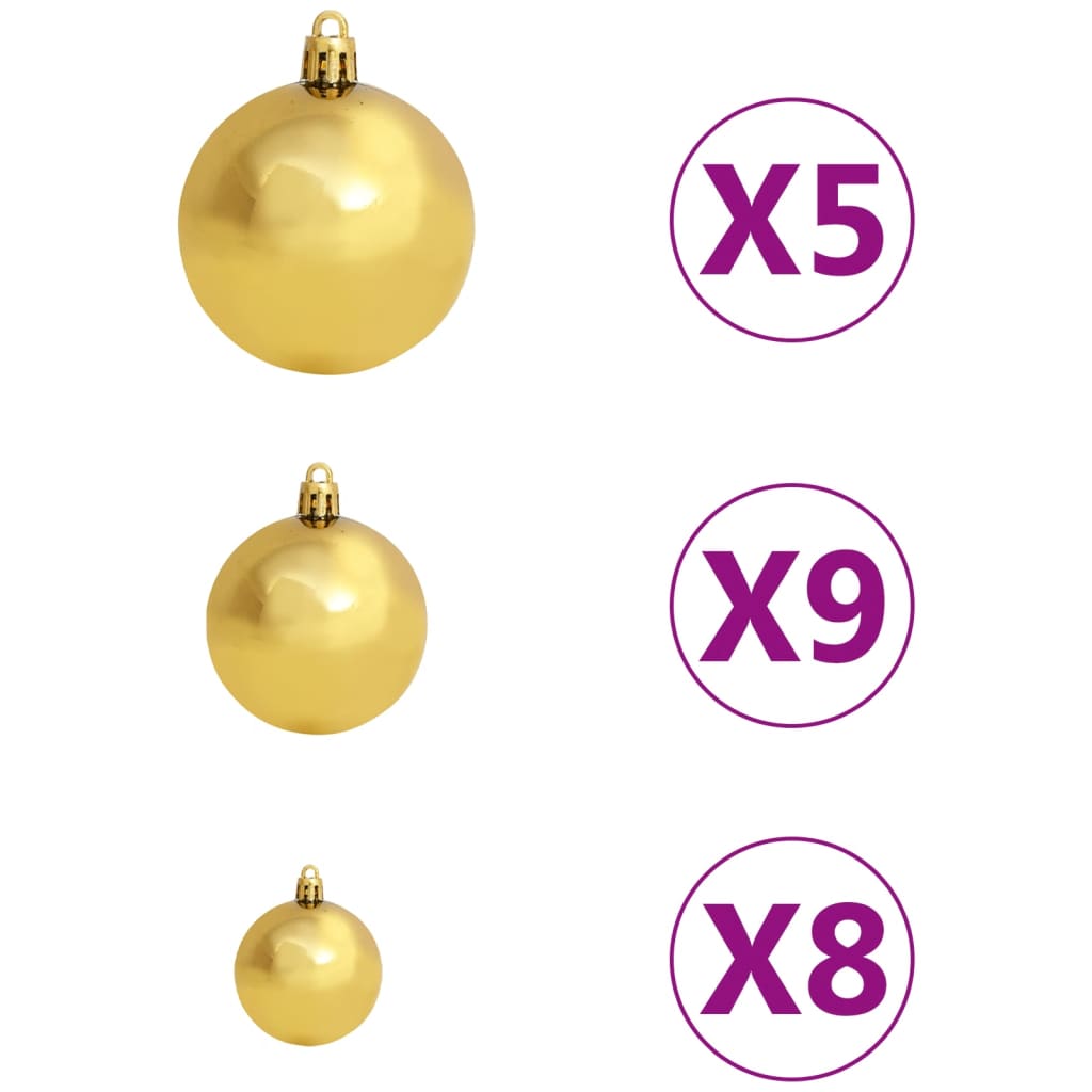 vidaXL Artificial Pre-lit Christmas Tree with Ball Set Black 70.9" PVC