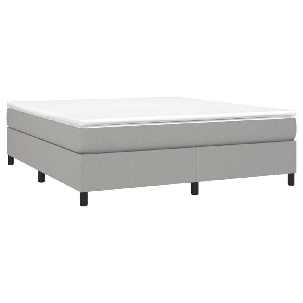 vidaXL Box Spring Bed with Mattress Light Gray 76"x79.9" King Fabric