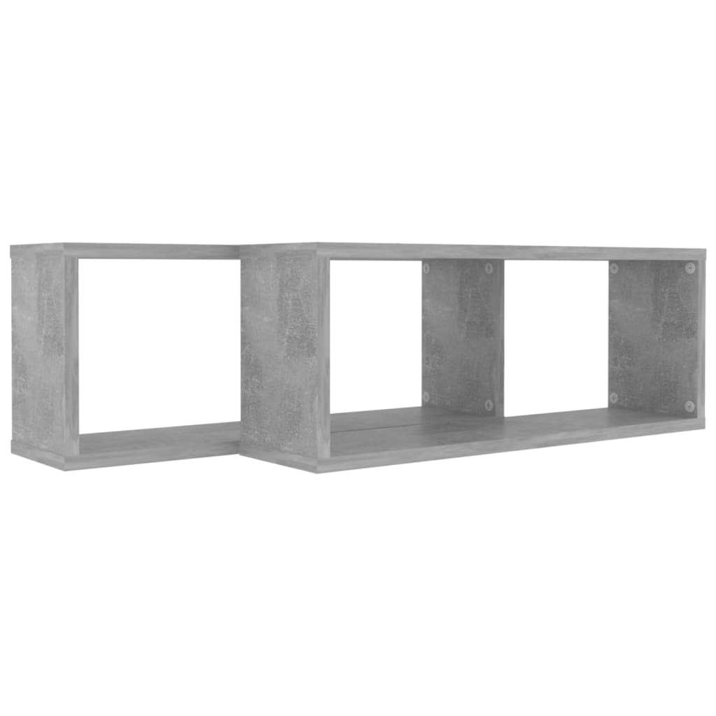 vidaXL Wall Cube Shelves 2 pcs Concrete Gray 23.6"x5.9"x9.1" Engineered Wood