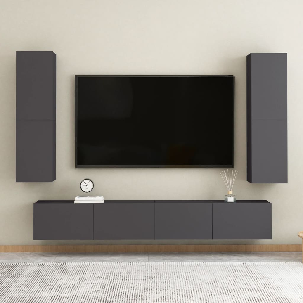 vidaXL TV Stands 2 pcs Gray 12"x11.8"x43.3" Engineered Wood