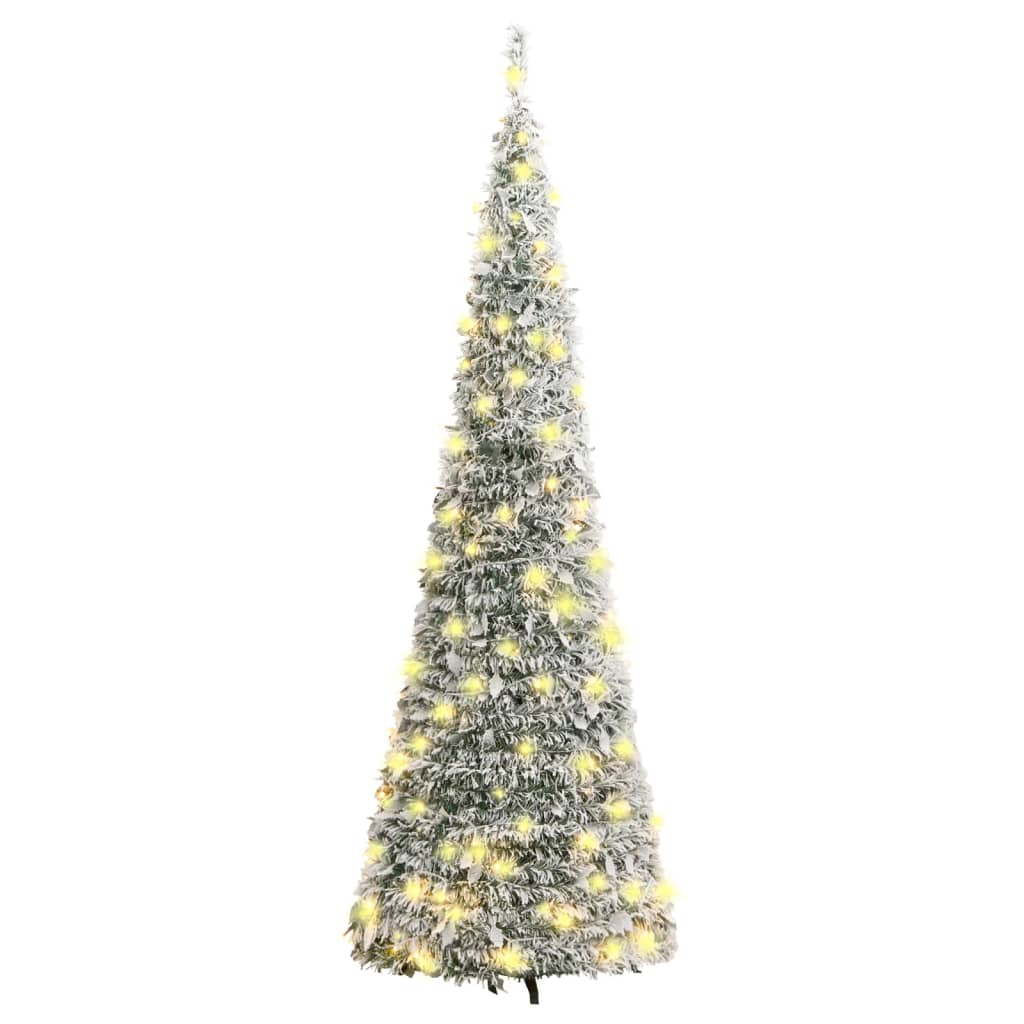 vidaXL Artificial Christmas Tree Pop-up Flocked Snow 200 LEDs 82.7"