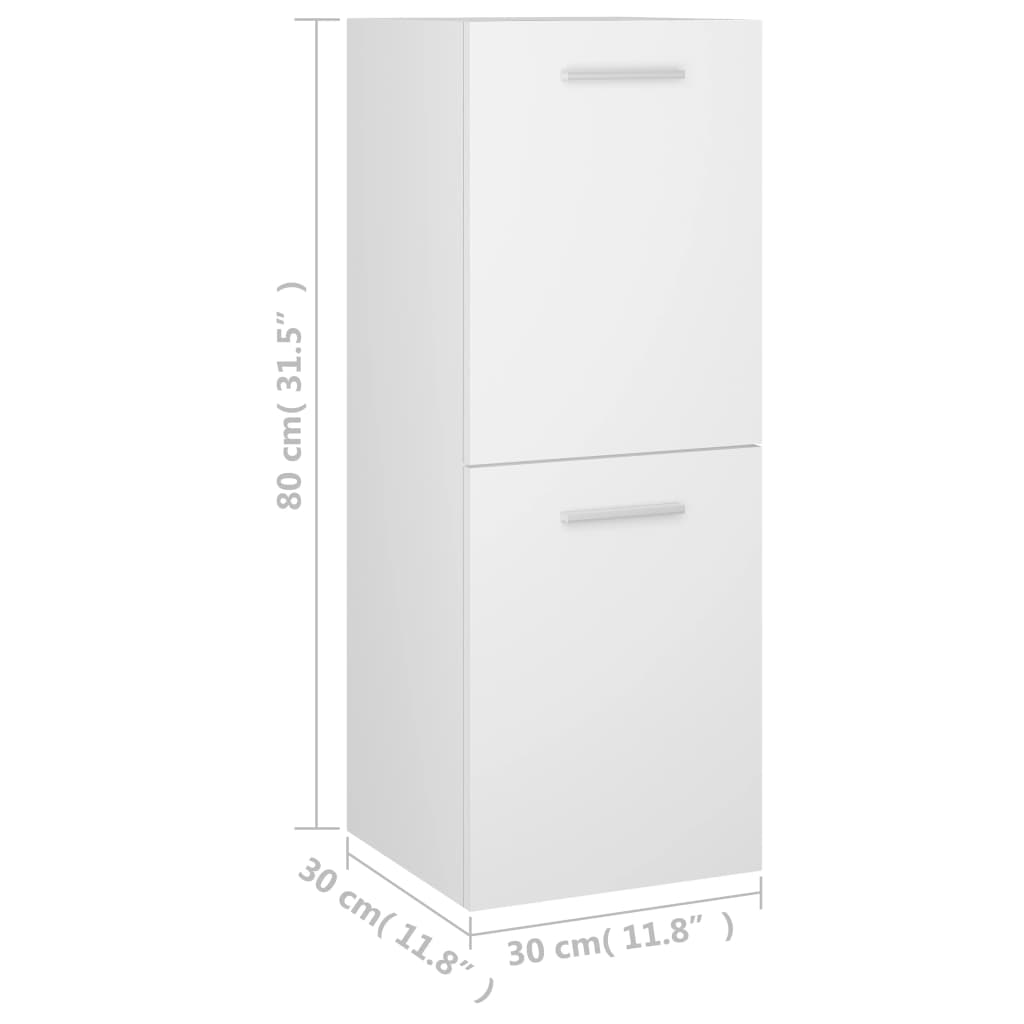 vidaXL Bathroom Cabinet White 11.8"x11.8"x31.5" Engineered Wood