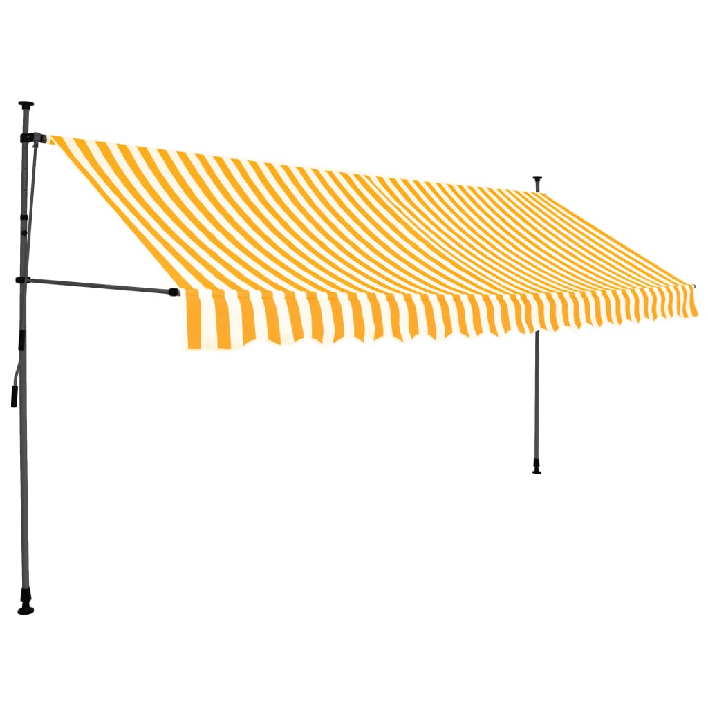 vidaXL Manual Retractable Awning with LED 157.5" White and Orange