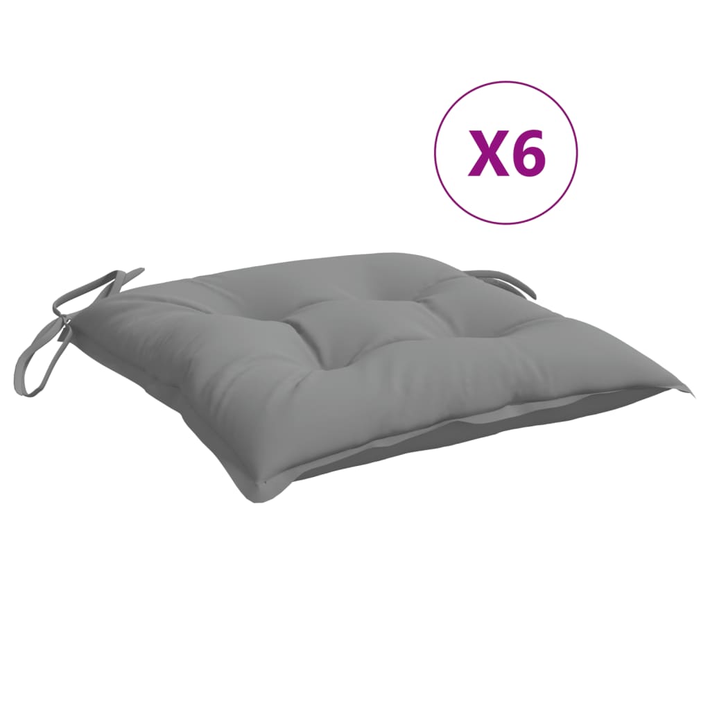 vidaXL Chair Cushions 6 pcs Gray 15.7"x15.7"x2.8" Fabric