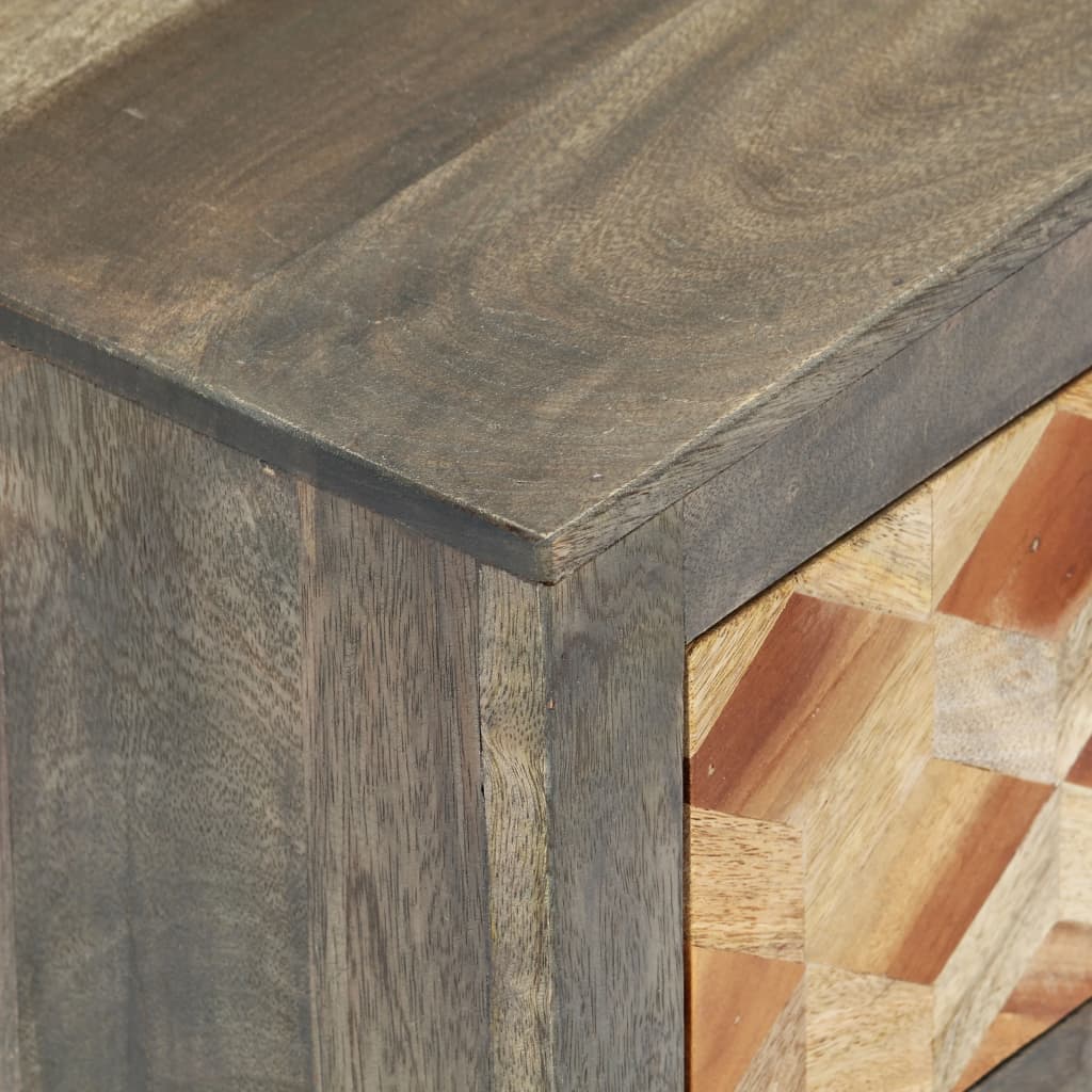 vidaXL Bedside Cabinet Gray 15.8"x11.8"x19.7" Solid Mango Wood
