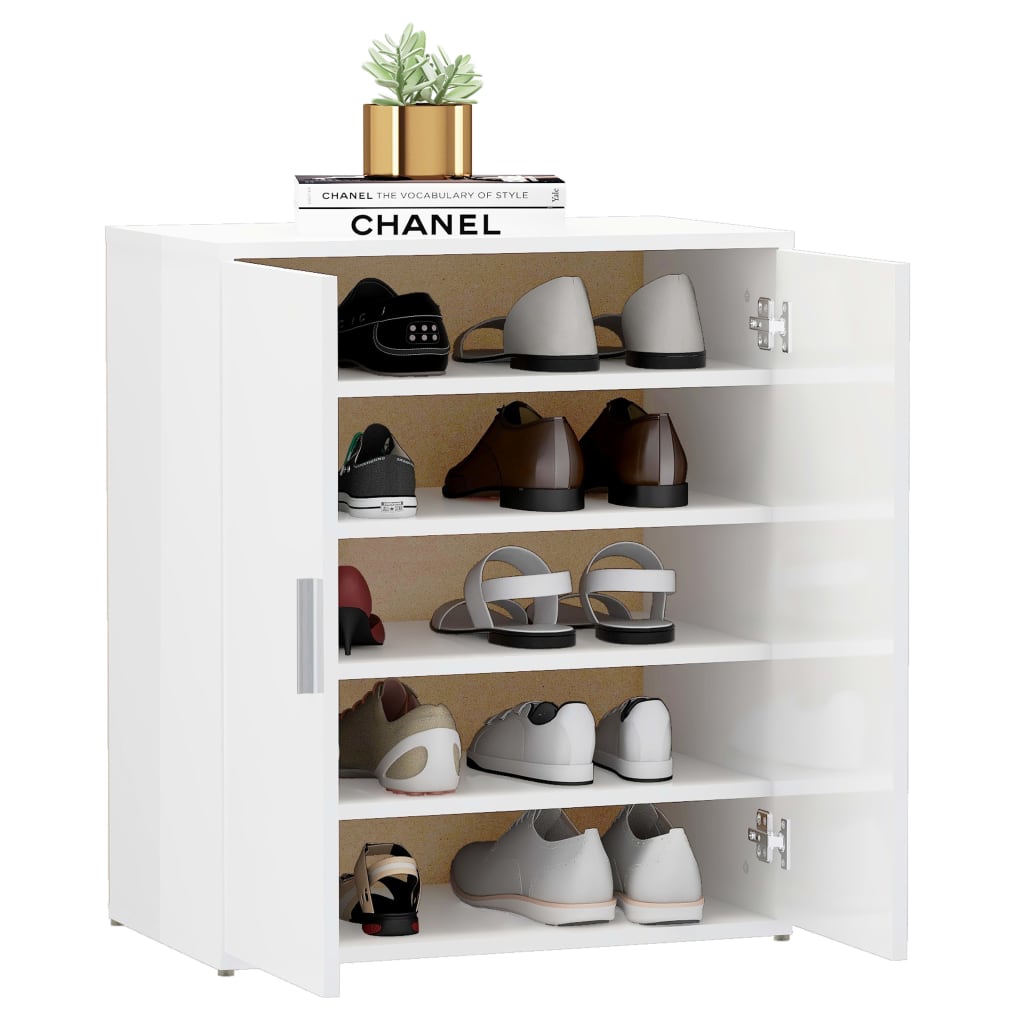 vidaXL Shoe Cabinet High Gloss White 23.6"x13.8"x27.6" Engineered Wood
