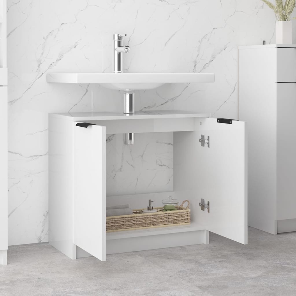 vidaXL Bathroom Cabinet High Gloss White 25.4"x13.2"x23.2" Engineered Wood
