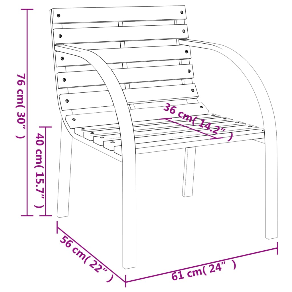 vidaXL Patio Chairs 2 pcs Wood