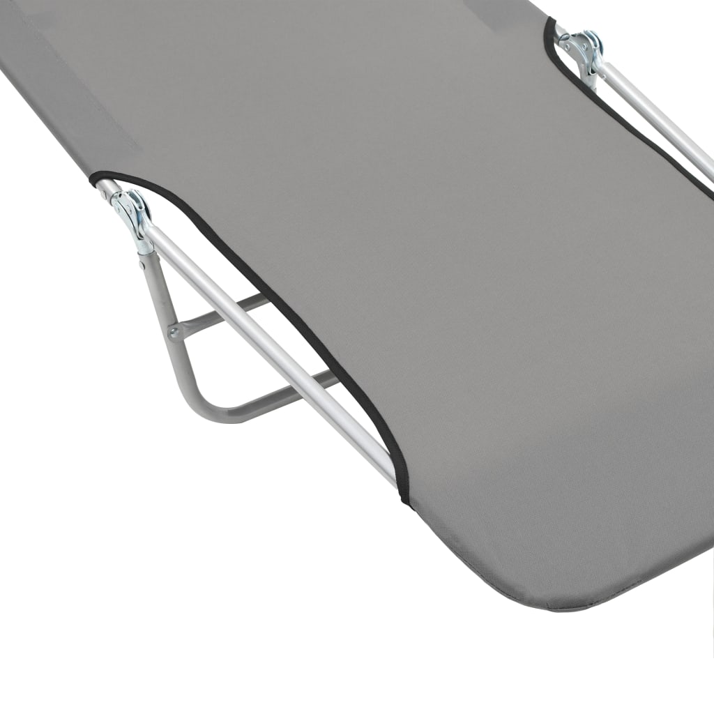 vidaXL Folding Sun Loungers 2 pcs Steel and Fabric Gray