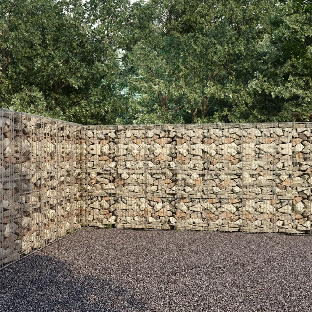 vidaXL Gabion Wall with Covers Galvanized Steel 236.2"x11.8"x78.7"