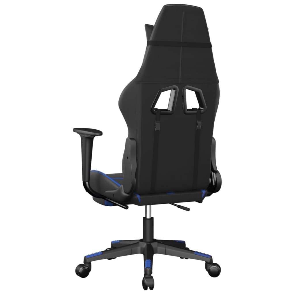 vidaXL Gaming Chair with Footrest Black and Blue Faux Leather