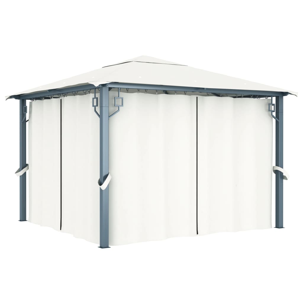 vidaXL Gazebo with Curtain 118.1"x118.1" Cream Aluminum