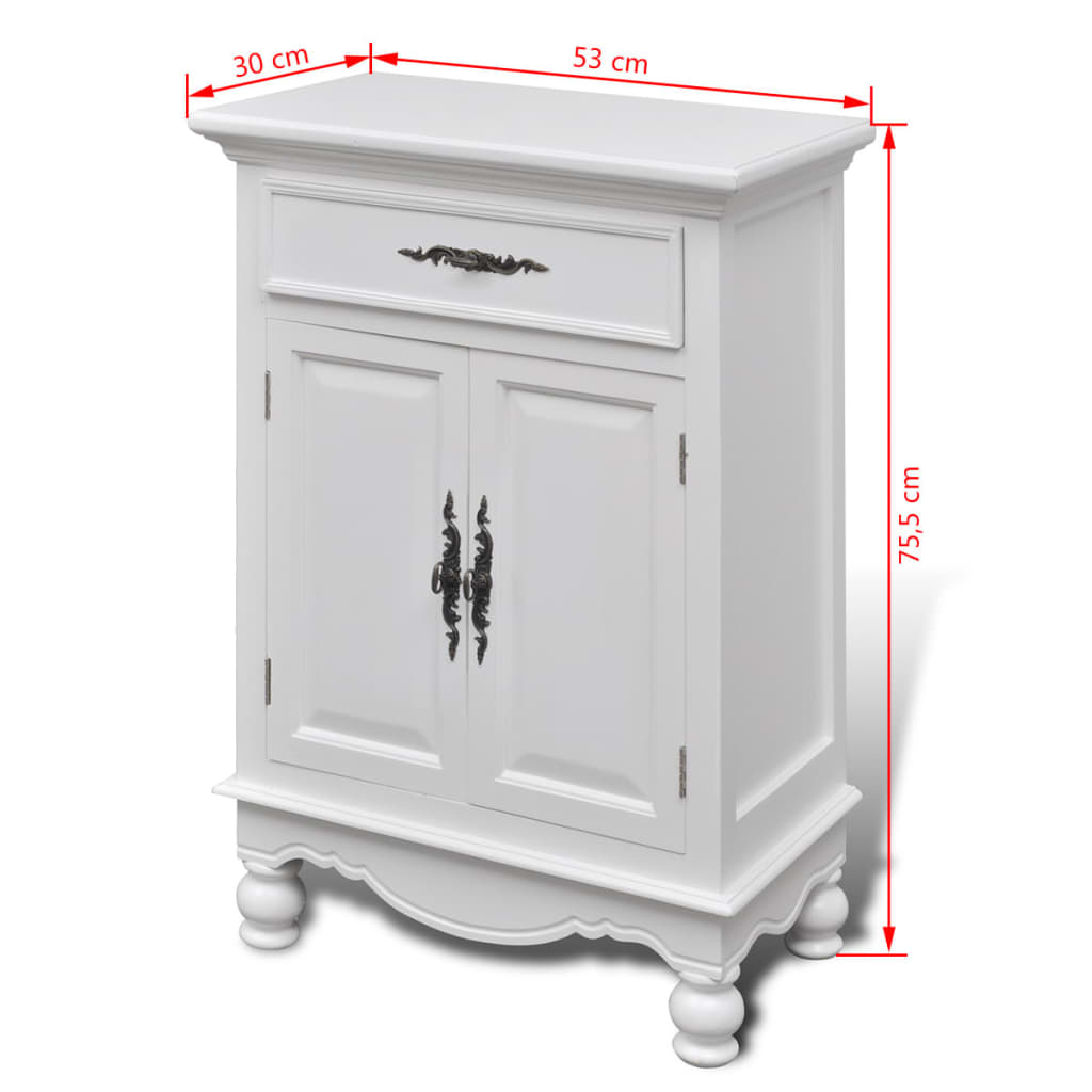 White Wooden Cabinet 2 Doors 1 Drawer