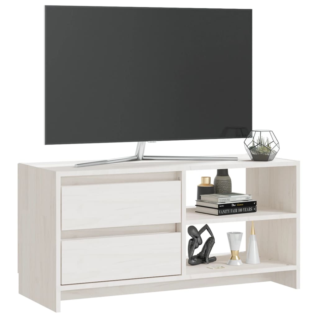 vidaXL TV Stand White 31.5"x12.2"x15.4" Solid Pinewood