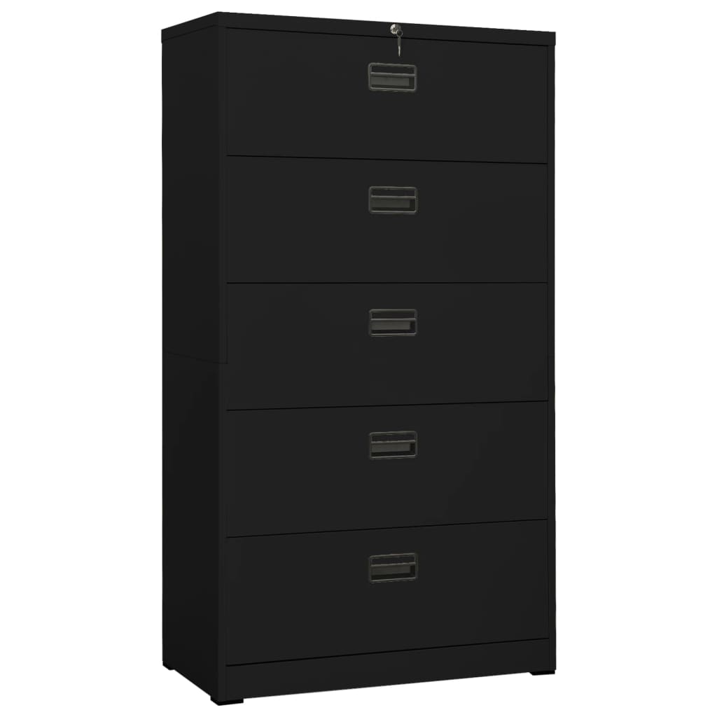 vidaXL Filing Cabinet Black 35.4"x18.1"x64.6" Steel