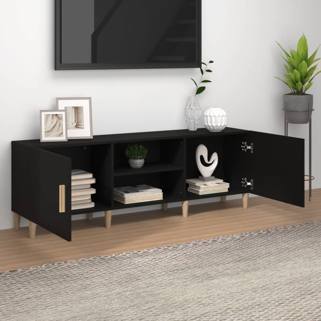 vidaXL TV Stand Black 59.1"x11.8"x19.7" Engineered Wood