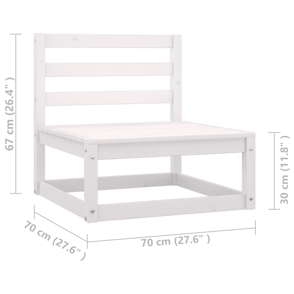 vidaXL 14 Piece Patio Lounge Set with Cushions White Solid Wood Pine