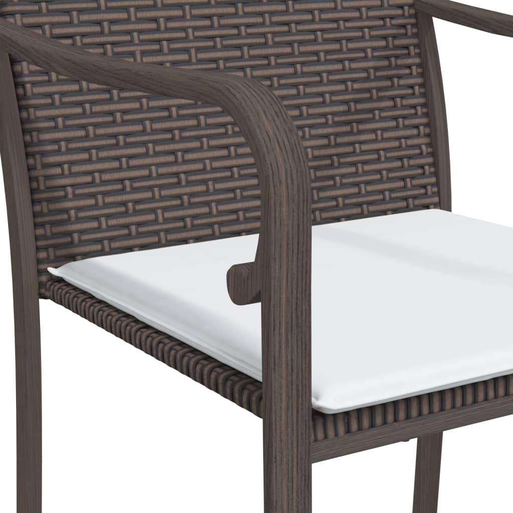 vidaXL Patio Chairs with Cushions 6 pcs Brown 22"x23.2"x33.1" Poly Rattan