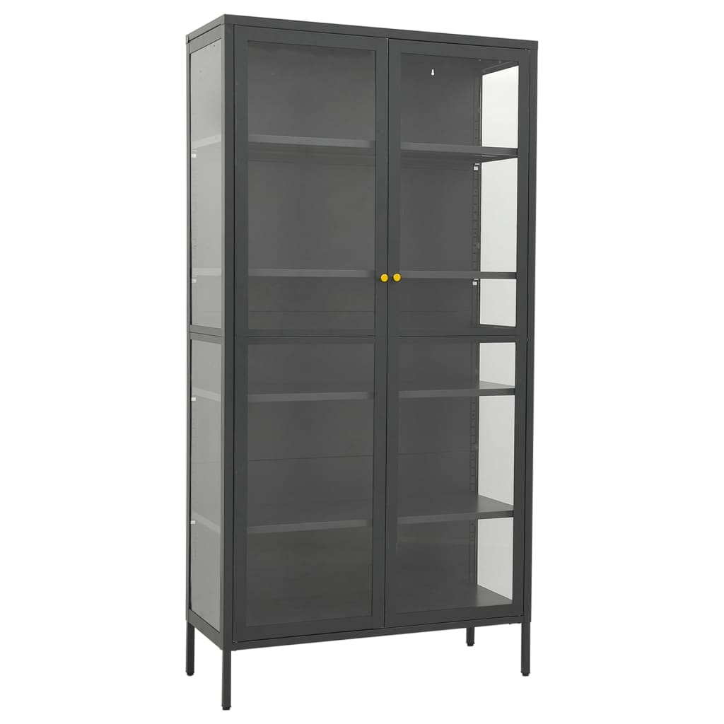 vidaXL Display Cabinet Anthracite 35.4"x15.7"x70.9" Steel and Tempered Glass