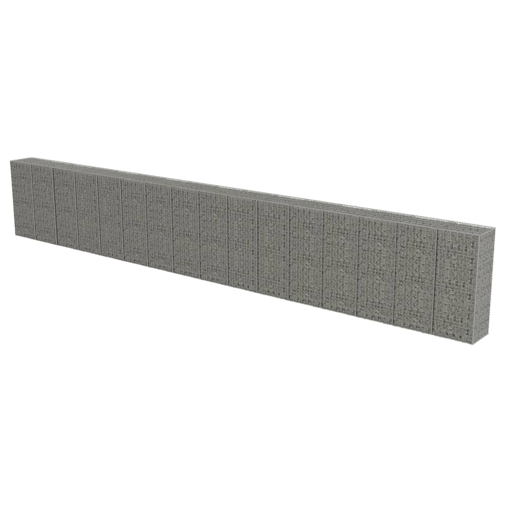 vidaXL Gabion Wall with Covers Galvanized Steel 354"x19.7"x59"