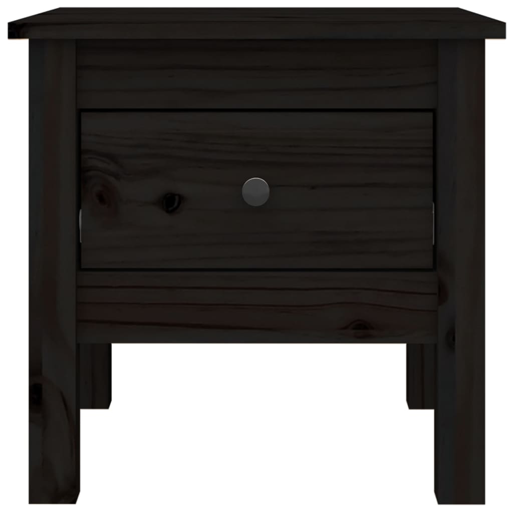 vidaXL Side Table Black 15.7"x15.7"x15.4" Solid Wood Pine