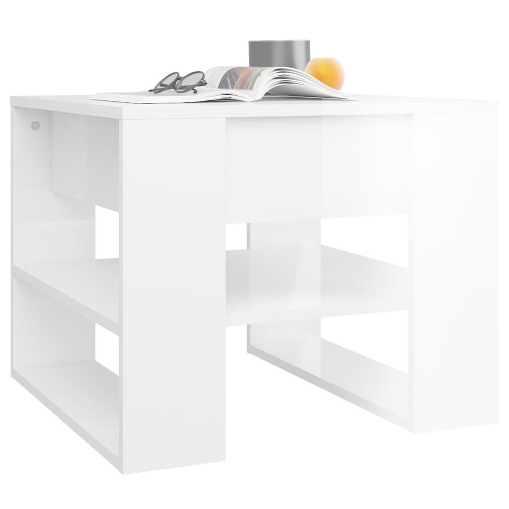 vidaXL Coffee Table High Gloss White 21.9"x21.7"x17.7" Engineered Wood