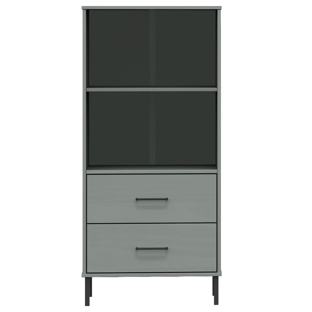 vidaXL Bookcase with 2 Drawers Gray 23.6"x13.8"x50.6" Solid Wood OSLO