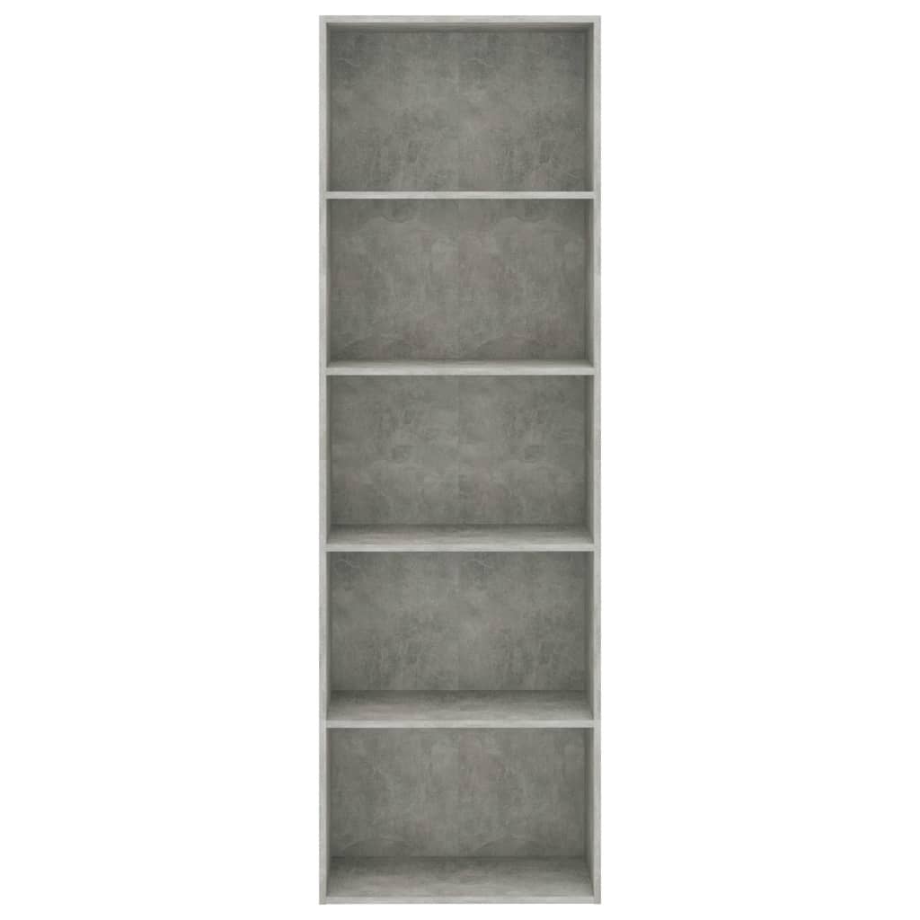 vidaXL 5-Tier Book Cabinet Concrete Gray 23.6"x11.8"x74.4" Engineered Wood