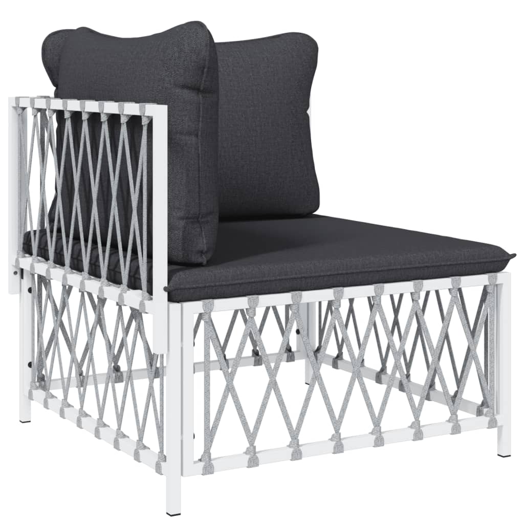 vidaXL 8 Piece Patio Lounge Set with Cushions White Steel