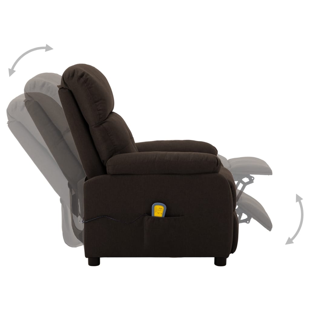 vidaXL Electric Massage Recliner Chair Dark Brown Fabric