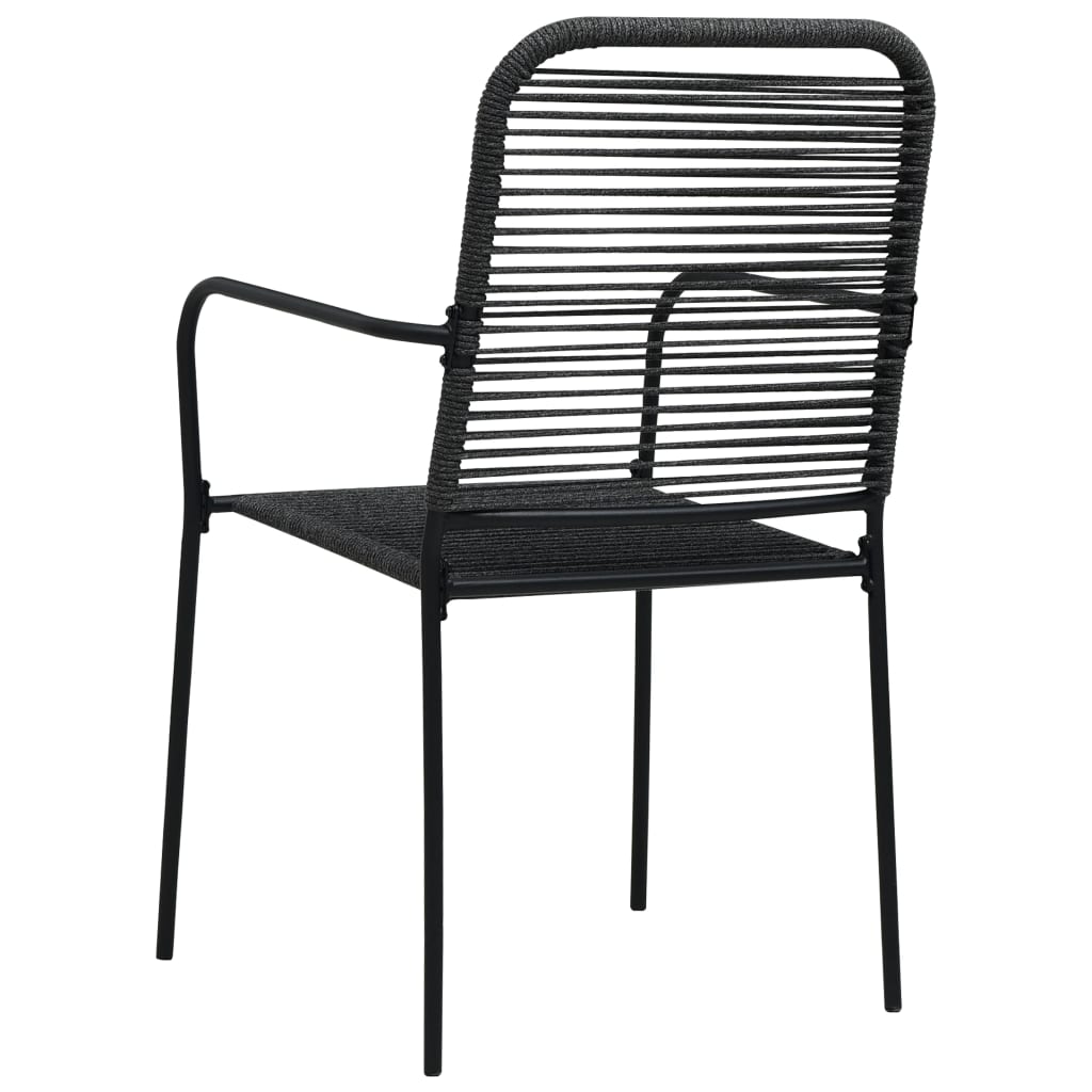 vidaXL Patio Chairs 2 pcs Cotton Rope and Steel Black