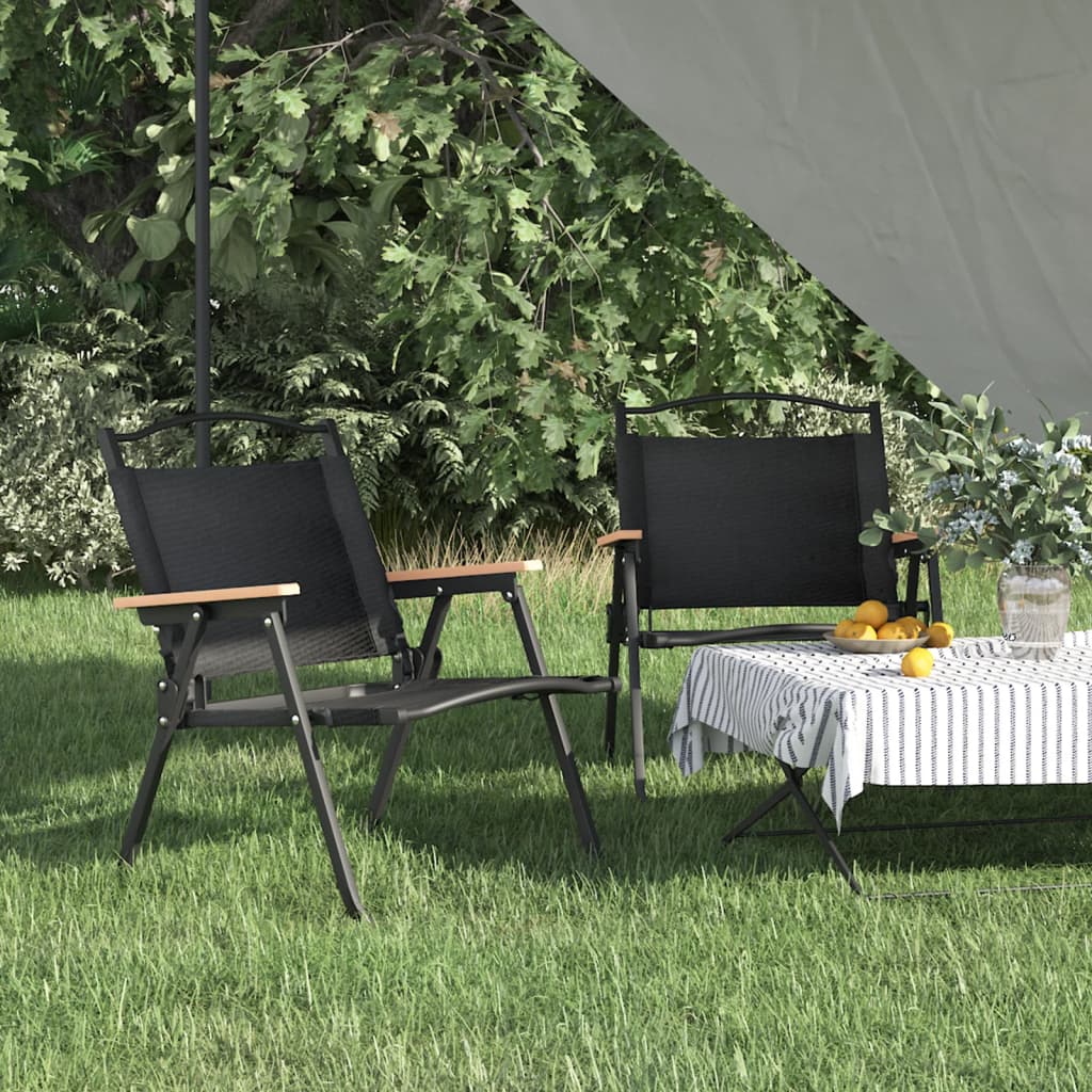 vidaXL Camping Chairs 2 pcs Black 21.3"x16.9"x23.2" Oxford Fabric