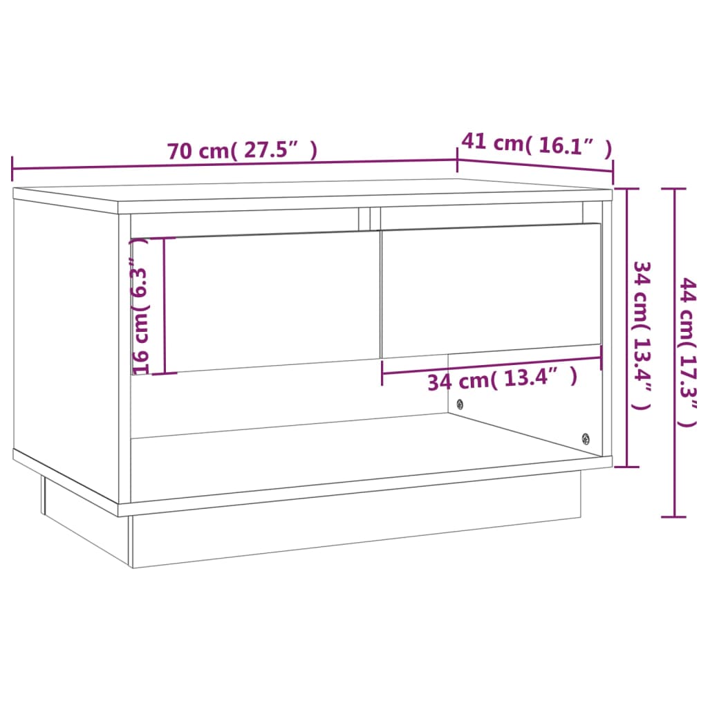 vidaXL TV Stand Smoked Oak 27.6"x16.1"x17.3" Engineered Wood