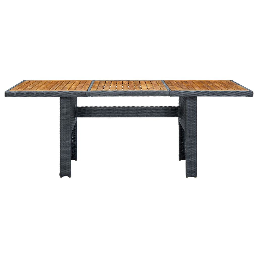vidaXL Patio Table Dark Gray Poly Rattan and Solid Acacia Wood