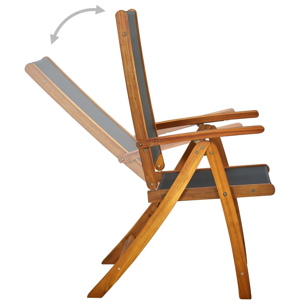 vidaXL Folding Patio Chairs 2 pcs Solid Acacia Wood and Textilene