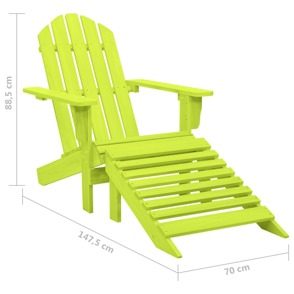 vidaXL Patio Adirondack Chair with Ottoman Solid Fir Wood Green