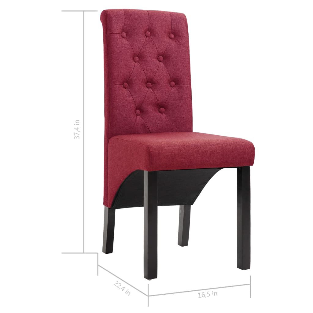 vidaXL Dining Chairs 2 pcs Wine Red Fabric