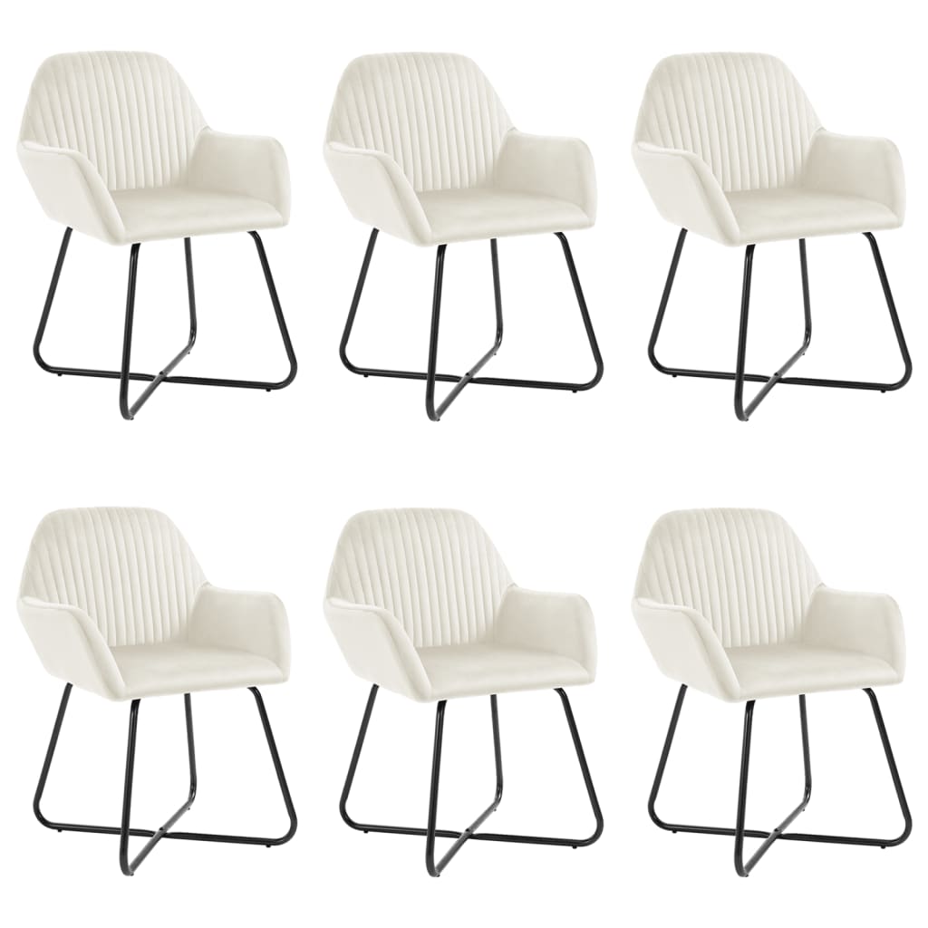 vidaXL Dining Chairs 6 pcs Cream Velvet