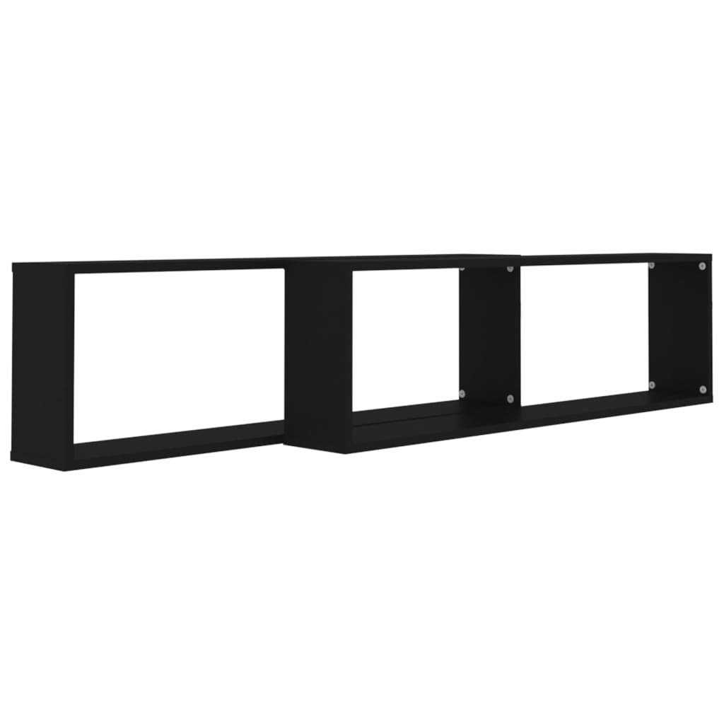vidaXL Wall Cube Shelves 2 pcs Black 39.4"x5.9"x11.8" Engineered Wood