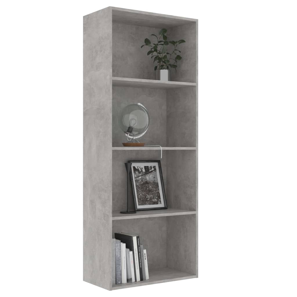 vidaXL 4-Tier Book Cabinet Concrete Gray 23.6"x11.8"x59.6" Engineered Wood