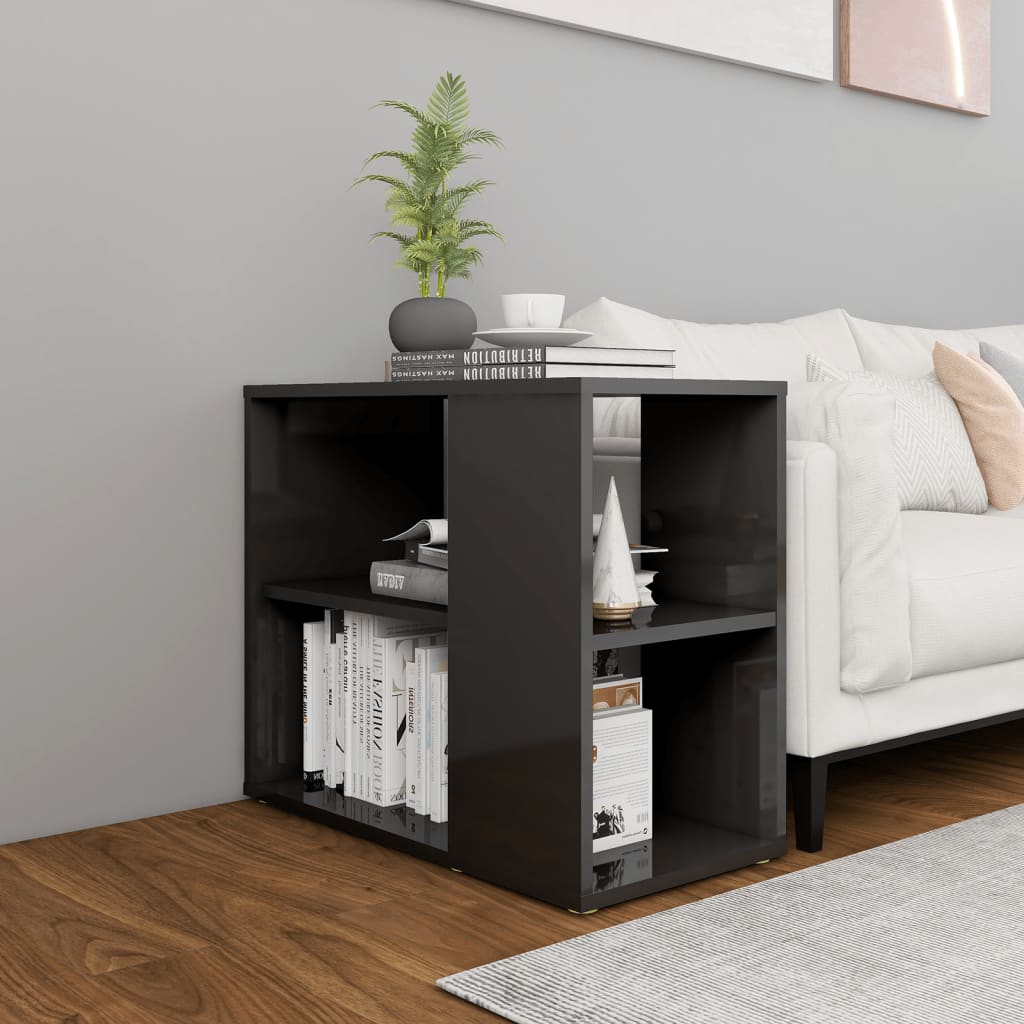 vidaXL Side Cabinet High Gloss Gray 23.6"x11.8"x19.7" Engineered Wood