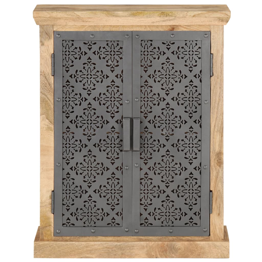vidaXL Sideboard with Steel Doors 23.6"x13.8"x29.5" Solid Mango Wood